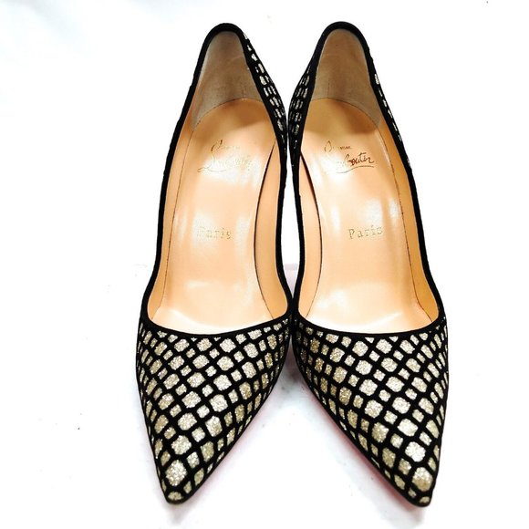 Christian Louboutin silver and black Fabric Pumps size 37 - Picture 3 of 9